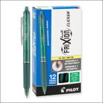 Pilot Frixion Erasable Clicker Ball Pen Gel Ink - Green (Box 12)