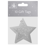 Tallon Gift Tag. Silver Star. 10 Per pack (Outer 12)