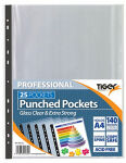 Tiger A4 Multipunch Pockets, Professional Heavy Duty 140mic,  Pack 10