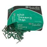 Premier Grip Treasury Tags 102mm, Green, Metal Ended, 100 Per Box (10 Boxes per Outer)