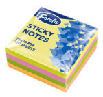 Forofis Sticky Notes 76mm x 76mm Neon 4 Colour Block, 320 Sheets. Pk 12