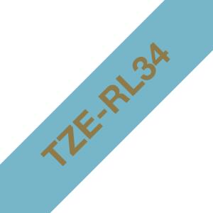 Tape Tzerl34 12mm Gold On Light Blue Satin Ribbon