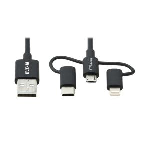 TRIPP LITE Universal USB-A to Lightning, USB Micro-B and USB-C Sync/Charge Cable, Black 1.8m