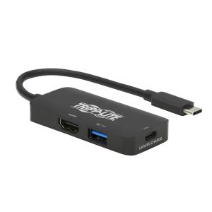 TRIPP LITE USB-C Multiport Adapter - HDMI 4K @ 60 Hz, 4:4:4, HDR, USB-A, USB-C PD 3.0 Charging (100W), Black