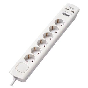6-OUTLET SURGE PROTECTOR WITH USB CHARGING - GERMAN TYPE F SCH