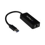 Network Adapter - USB 3.0 To Gigabit Ethernet Adapter Nic W/ USB Port - Black