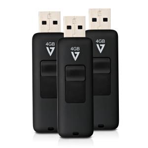 4GB Flash Drive USB 2.0 Black Retractable Connector 3pk Combo