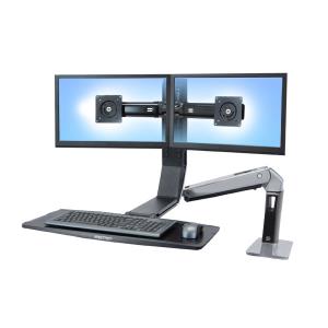 Workfit-a Dual Monitor Sit-stand Workstation (polished Aluminum/black)