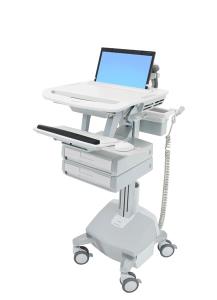 Styleview Laptop Cart LiFe Powered 2 Drawers (white Grey And Polished Aluminum) UK