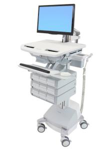 Styleview Cart With LCD Arm SLA Powered 9 Drawers (white Grey And Polished Aluminum) UK