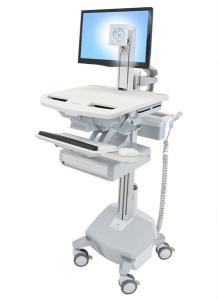Styleview Cart With LCD Pivot LiFe Powered 1 Drawer (white Grey And Polished Aluminum) UK