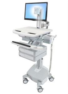 Styleview Cart With LCD Pivo LiFe Powered 2 Drawers (white Grey And Polished Aluminum)