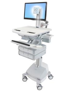 Styleview Cart With LCD Pivot SLA Powered 6 Drawers (white Grey And Polished Aluminum)