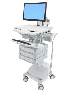 Styleview Cart With LCD Pivot SLA Powered 9 Drawers (white Grey And Polished Aluminum)