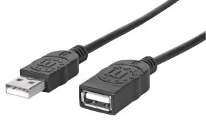 USB 2.0 Cable Type-A Male to Type-A Female 480Mbps 1m Black