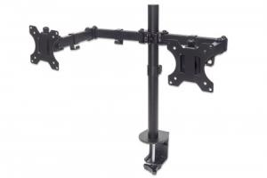 Universal Dual Monitor Mount With Double-link Swing Arms Holds Two 13in To 32in LCD Monitors Up To 8kg Black