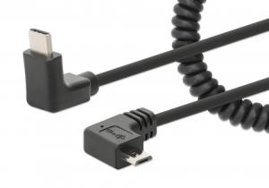 USB-C TO Micro-USB Cable 1m- Curly Male/Male Black Usb 2.0