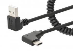 USB-C TO USB-A Cable Curly 1m- Male/Male Black USB 2.0