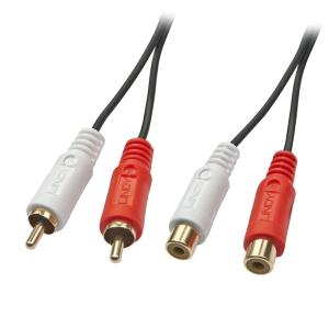 Audio Cable Premium - 2 X Phono/rca Male To 2 X Phono/rca Female - 1m - Black