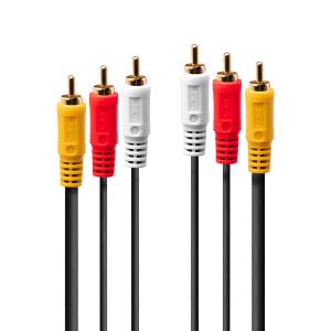 Audio Cable Premium - 3 X Phono/rca Male To 3 X Phono/rca Male- 3m - Black