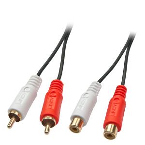 Audio Cable Premium - 2 X Phono/rca Male To 2 X Phono/rca Female - 5m - Black