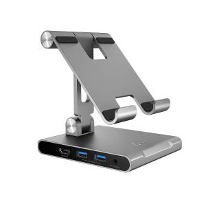 Multi Angle Stand With Docking Station - 1x USB-c 1x Pd (100w Port) 1x Hdmi 2.0 2x USB 1x Sd/microsd 1x 3.5 Mm For iPad Pro - Space Grey