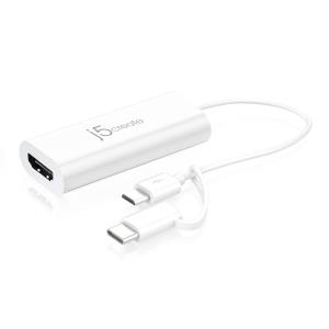 Android Converter Adapter - USB Micro-b Or USB-c To Hdmi (female) - White